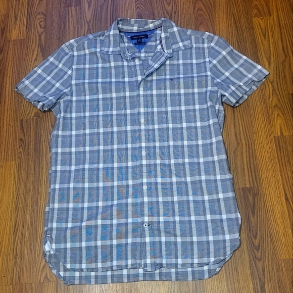 Tommy Hilfiger Slim Fit Stretch Men's Xl Striped Button-down Shirt B24 - Picture 1 of 8